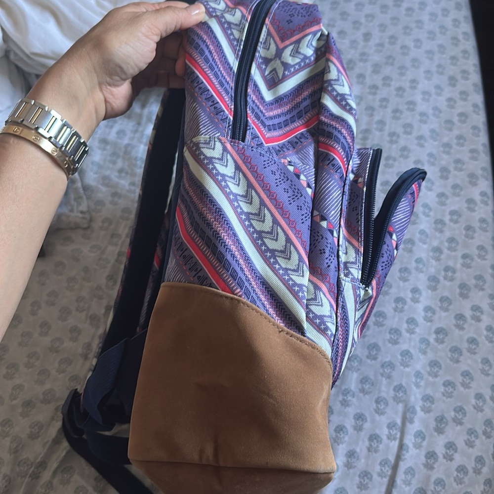 Roxy Chevron Pattern Backpack With Purple And Bro… - image 4